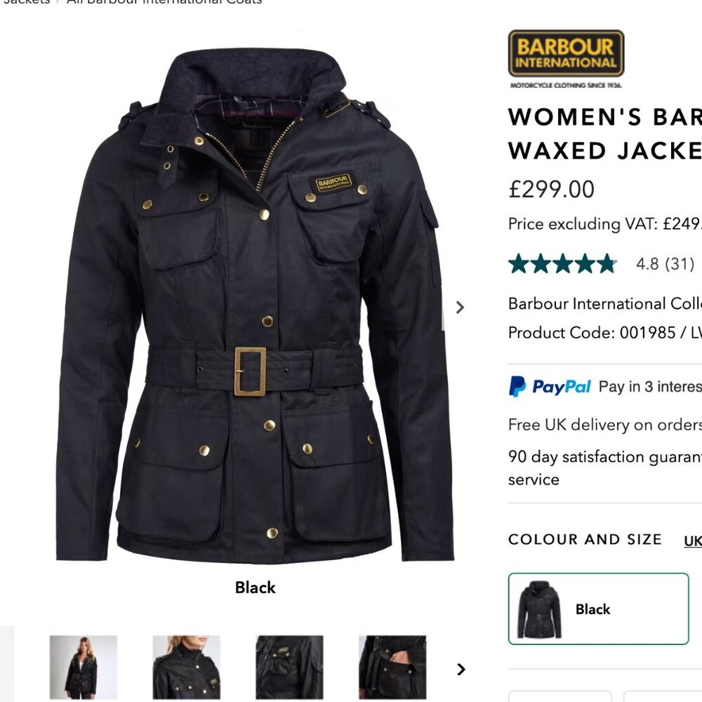 Barbour International women waxed biker jacket